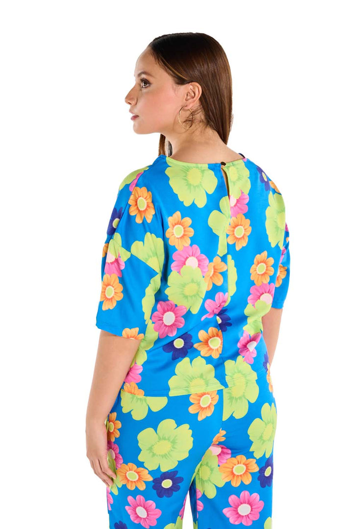Blusa Casual para Mujer Estampado Floral Azul Mundo Terra
