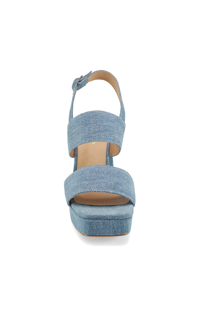 Sandalias De Tacón Color Azul Mezclilla Para Dama Mundo Terra