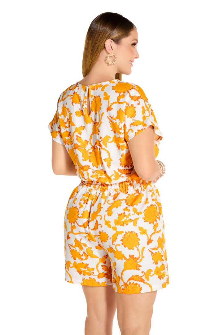 Jumpsuit de Short Color Amarillo Multicolor Para Dama Mundo Terra
